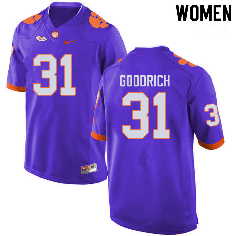 Women #31 Mario Goodrich Clemson Tigers College Football Jerseys Sale-Purple - Click Image to Close